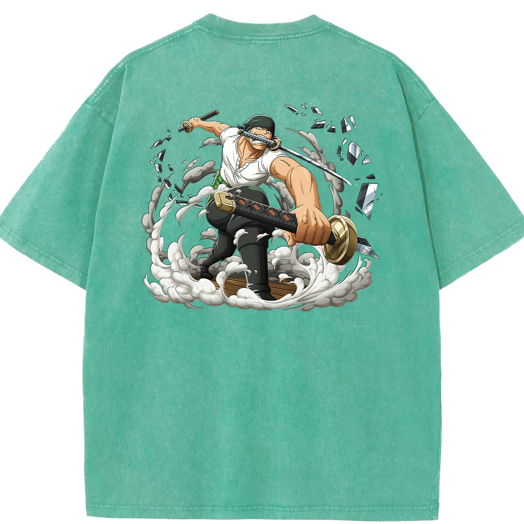 ワンピース ロロノア・ゾロ ONE PIECE Roronoa Zoro 綿100% ヴィンテージ風 半袖Tシャツ（背面プリント）